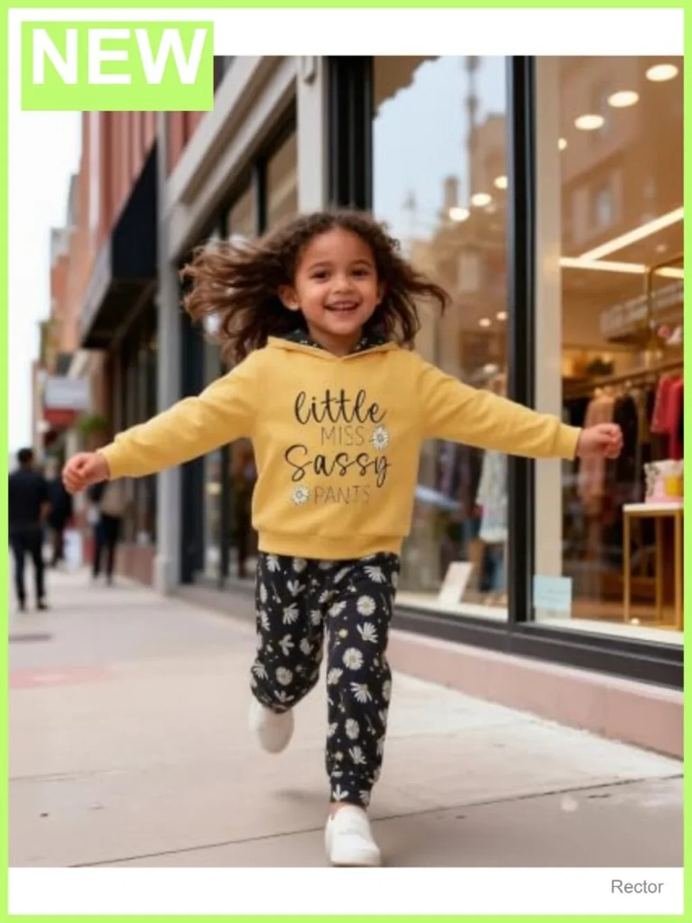 Toddler Girls Long Sleeve Hooded Sweatshirt & Floral Pants Set 1-6T